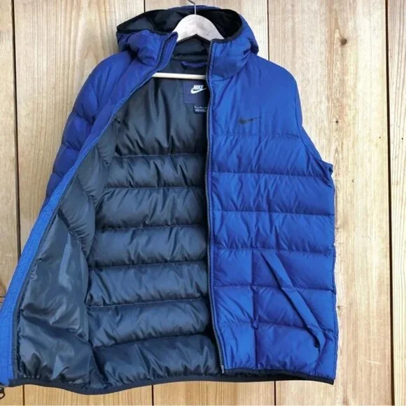 Nike Alliance 550 LTPR Blue Puffer Jacket Hood Blue Sz Medium